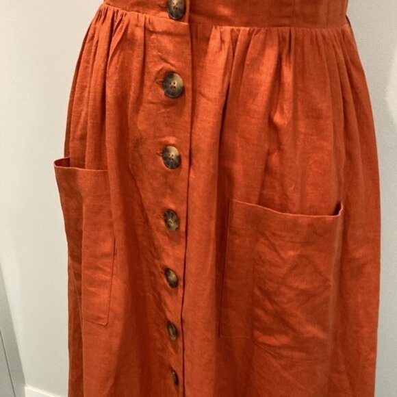 Linen Tank Maxi Dress Orange dress with button front nwt - Picture 5 of 15